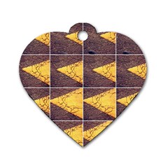 Yellow, Traffic, Cone, Arrow, Cracks, Asphalt  Dog Tag Heart (two Sides) by ScottFreeArt