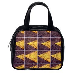 Yellow, Traffic, Cone, Arrow, Cracks, Asphalt  Classic Handbag (one Side) by ScottFreeArt