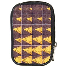 Yellow, Traffic, Cone, Arrow, Cracks, Asphalt  Compact Camera Leather Case by ScottFreeArt