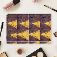 Yellow, Traffic, Cone, Arrow, Cracks, Asphalt  Cosmetic Bag (large) by ScottFreeArt