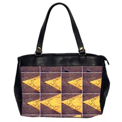 Yellow, Traffic, Cone, Arrow, Cracks, Asphalt  Oversize Office Handbag (2 Sides) by ScottFreeArt