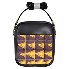 Yellow, Traffic, Cone, Arrow, Cracks, Asphalt  Girls Sling Bag by ScottFreeArt