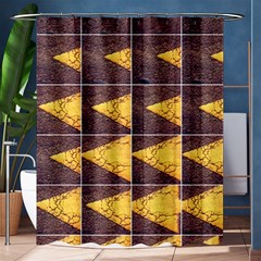 Yellow, Traffic, Cone, Arrow, Cracks, Asphalt  Shower Curtain 60  X 72  (medium)  by ScottFreeArt