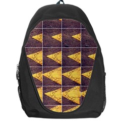 Yellow, Traffic, Cone, Arrow, Cracks, Asphalt  Backpack Bag by ScottFreeArt