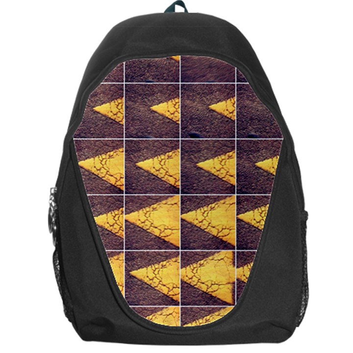 YELLOW, Traffic, cone, arrow, cracks, asphalt  Backpack Bag