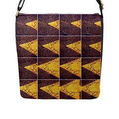 Yellow, Traffic, Cone, Arrow, Cracks, Asphalt  Flap Closure Messenger Bag (l) by ScottFreeArt