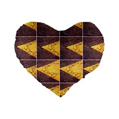 Yellow, Traffic, Cone, Arrow, Cracks, Asphalt  Standard 16  Premium Flano Heart Shape Cushions by ScottFreeArt