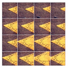 Yellow, Traffic, Cone, Arrow, Cracks, Asphalt  Large Satin Scarf (square) by ScottFreeArt