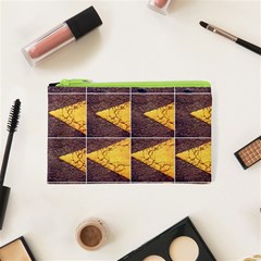 Yellow, Traffic, Cone, Arrow, Cracks, Asphalt  Cosmetic Bag (xs) by ScottFreeArt