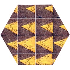 Yellow, Traffic, Cone, Arrow, Cracks, Asphalt  Wooden Puzzle Hexagon by ScottFreeArt