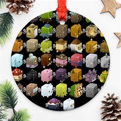 Glitch Glitchen Npc Cubimals Pattern Ornament (round) by WetdryvacsLair