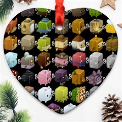 Glitch Glitchen Npc Cubimals Pattern Heart Ornament (two Sides) by WetdryvacsLair