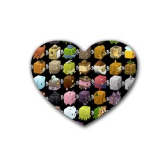 Glitch Glitchen Npc Cubimals Pattern Heart Coaster (4 Pack)  by WetdryvacsLair