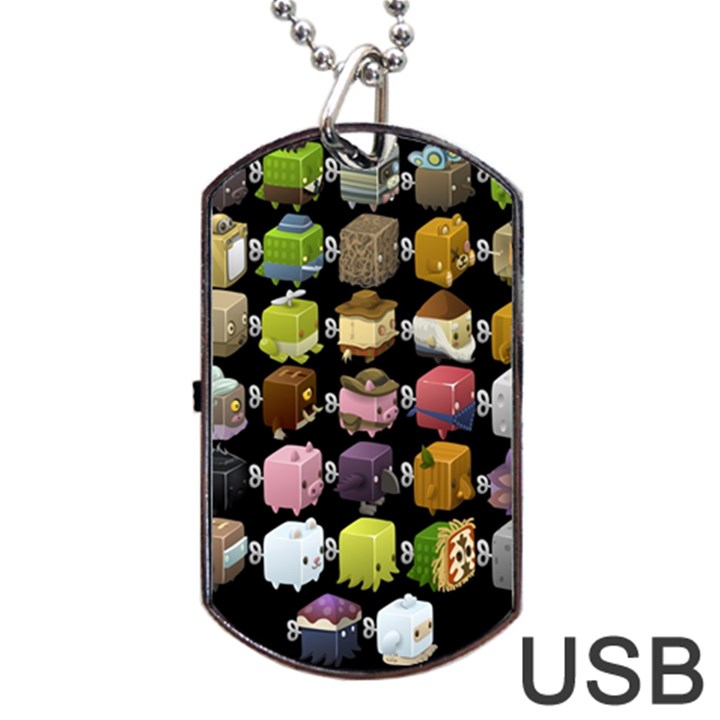 Glitch Glitchen Npc Cubimals Pattern Dog Tag USB Flash (One Side)