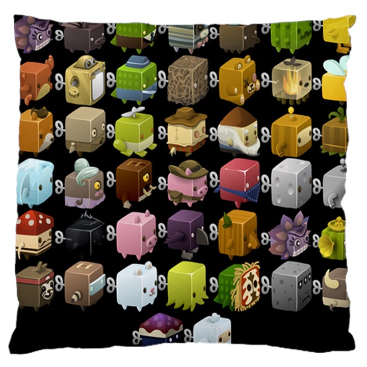 Glitch Glitchen Npc Cubimals Pattern Large Cushion Case (One Side)