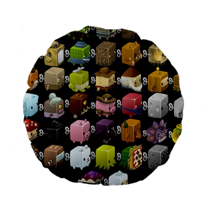 Glitch Glitchen Npc Cubimals Pattern Standard 15  Premium Round Cushions