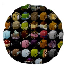 Glitch Glitchen Npc Cubimals Pattern Large 18  Premium Round Cushions by WetdryvacsLair