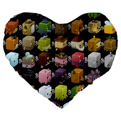 Glitch Glitchen Npc Cubimals Pattern Large 19  Premium Heart Shape Cushions by WetdryvacsLair