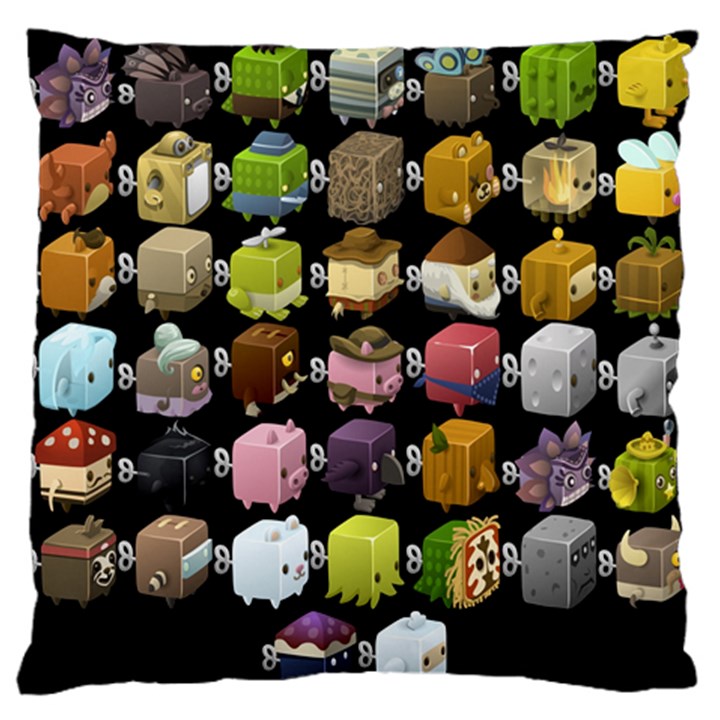 Glitch Glitchen Npc Cubimals Pattern Large Flano Cushion Case (Two Sides)