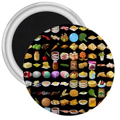 Glitch Glitchen Food Pattern One 3  Magnets by WetdryvacsLair