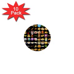 Glitch Glitchen Food Pattern One 1  Mini Buttons (10 Pack)  by WetdryvacsLair