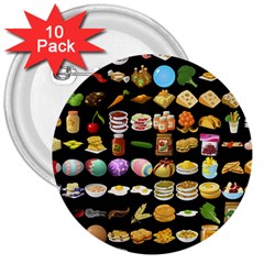 Glitch Glitchen Food Pattern One 3  Buttons (10 Pack)  by WetdryvacsLair