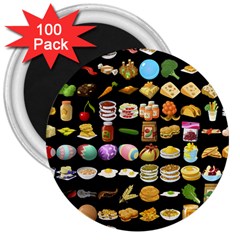 Glitch Glitchen Food Pattern One 3  Magnets (100 Pack) by WetdryvacsLair