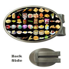 Glitch Glitchen Food Pattern One Money Clips (oval)  by WetdryvacsLair