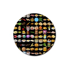 Glitch Glitchen Food Pattern One Rubber Coaster (round)  by WetdryvacsLair