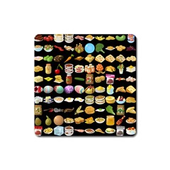 Glitch Glitchen Food Pattern One Square Magnet by WetdryvacsLair