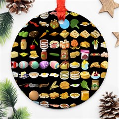 Glitch Glitchen Food Pattern One Round Ornament (two Sides) by WetdryvacsLair