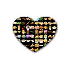 Glitch Glitchen Food Pattern One Heart Coaster (4 Pack)  by WetdryvacsLair