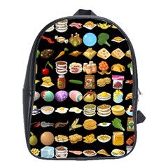 Glitch Glitchen Food Pattern One School Bag (large) by WetdryvacsLair