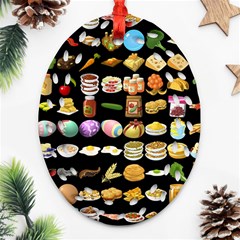 Glitch Glitchen Food Pattern One Ornament (oval Filigree) by WetdryvacsLair