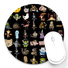 Glitch Glitchen Npc Animals And Characters Pattern Round Mousepads by WetdryvacsLair