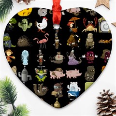 Glitch Glitchen Npc Animals And Characters Pattern Ornament (heart) by WetdryvacsLair