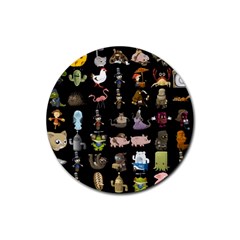 Glitch Glitchen Npc Animals And Characters Pattern Rubber Round Coaster (4 Pack) 