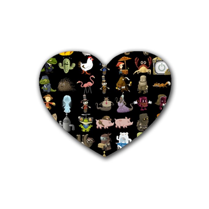 Glitch Glitchen Npc Animals And Characters Pattern Rubber Coaster (Heart) 