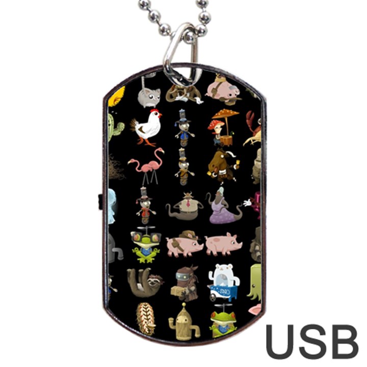 Glitch Glitchen Npc Animals And Characters Pattern Dog Tag USB Flash (Two Sides)