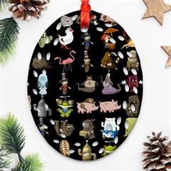 Glitch Glitchen Npc Animals And Characters Pattern Ornament (oval Filigree) by WetdryvacsLair