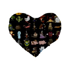 Glitch Glitchen Npc Animals And Characters Pattern Standard 16  Premium Heart Shape Cushions by WetdryvacsLair