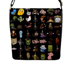 Glitch Glitchen Npc Animals And Characters Pattern Flap Closure Messenger Bag (l) by WetdryvacsLair