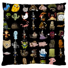 Glitch Glitchen Npc Animals And Characters Pattern Large Flano Cushion Case (one Side) by WetdryvacsLair