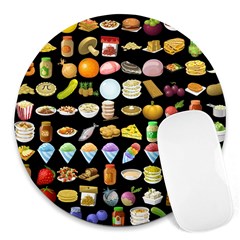 Glitch Glitchen Food Pattern Two Round Mousepads by WetdryvacsLair