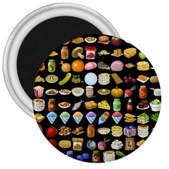 Glitch Glitchen Food Pattern Two 3  Magnets by WetdryvacsLair