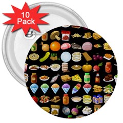 Glitch Glitchen Food Pattern Two 3  Buttons (10 Pack)  by WetdryvacsLair