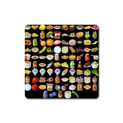 Glitch Glitchen Food Pattern Two Square Magnet by WetdryvacsLair