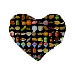 Glitch Glitchen Food Pattern Two Standard 16  Premium Flano Heart Shape Cushions by WetdryvacsLair