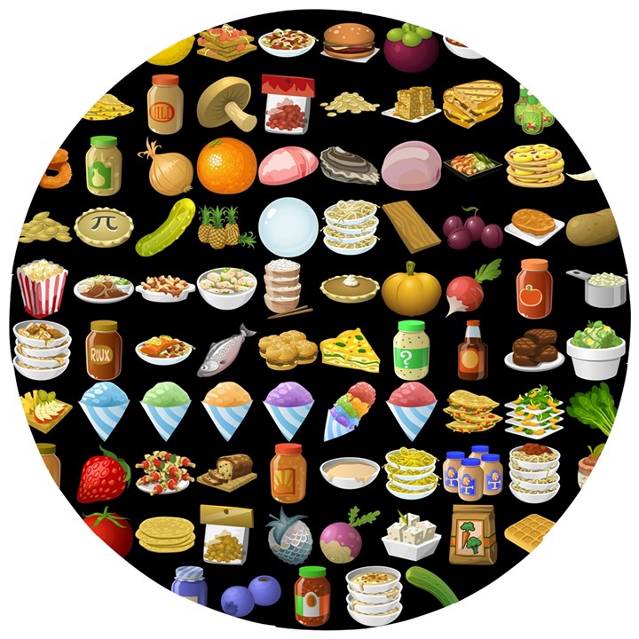 Glitch Glitchen Food Pattern Two Wooden Puzzle Round