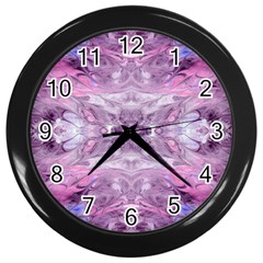 Pink Grey Repeats Wall Clock (black) by kaleidomarblingart